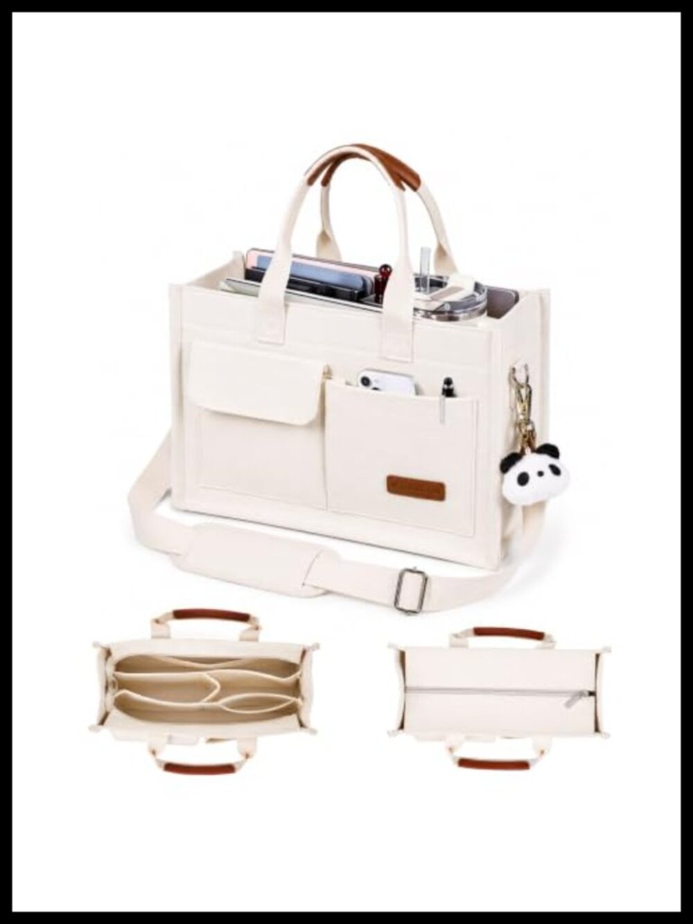 Canvas Tote Bag for Women with Laptop Sleeve Travel Work Bag
